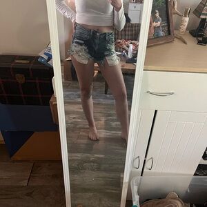 American Eagle Outfitters Blue Distressed Jean Shorts